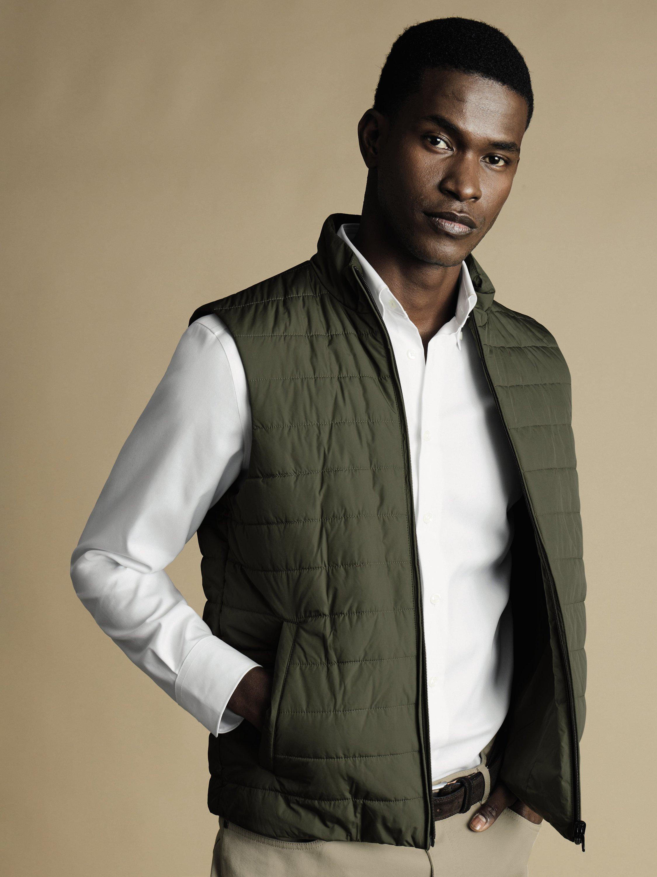 Product image 4 of 5, which shows Charles Tyrwhitt Cotton Blend Raincoat, Olive Green, M