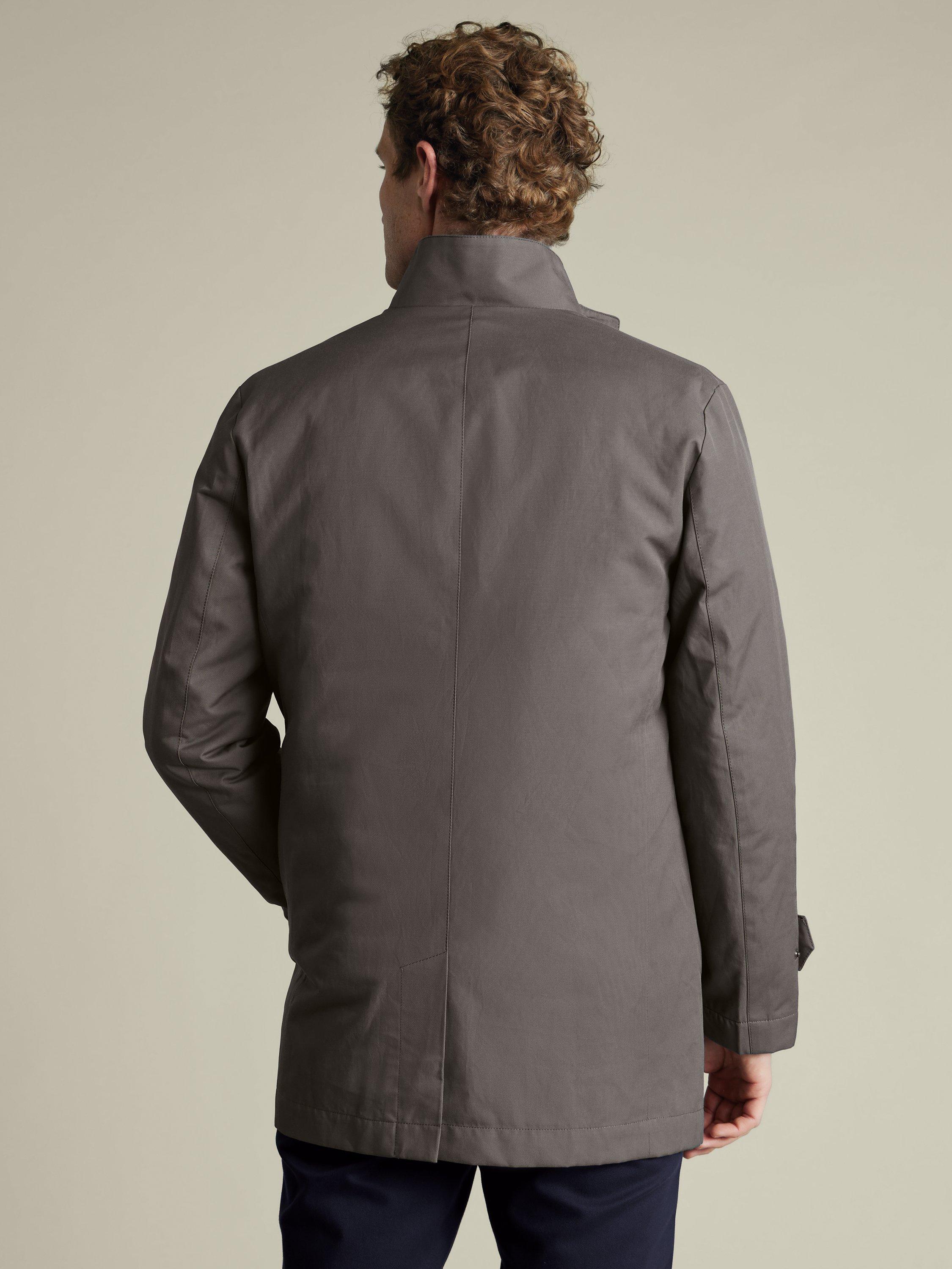 Product image 3 of 6, which shows Charles Tyrwhitt Cotton Blend Raincoat, Mocha, M