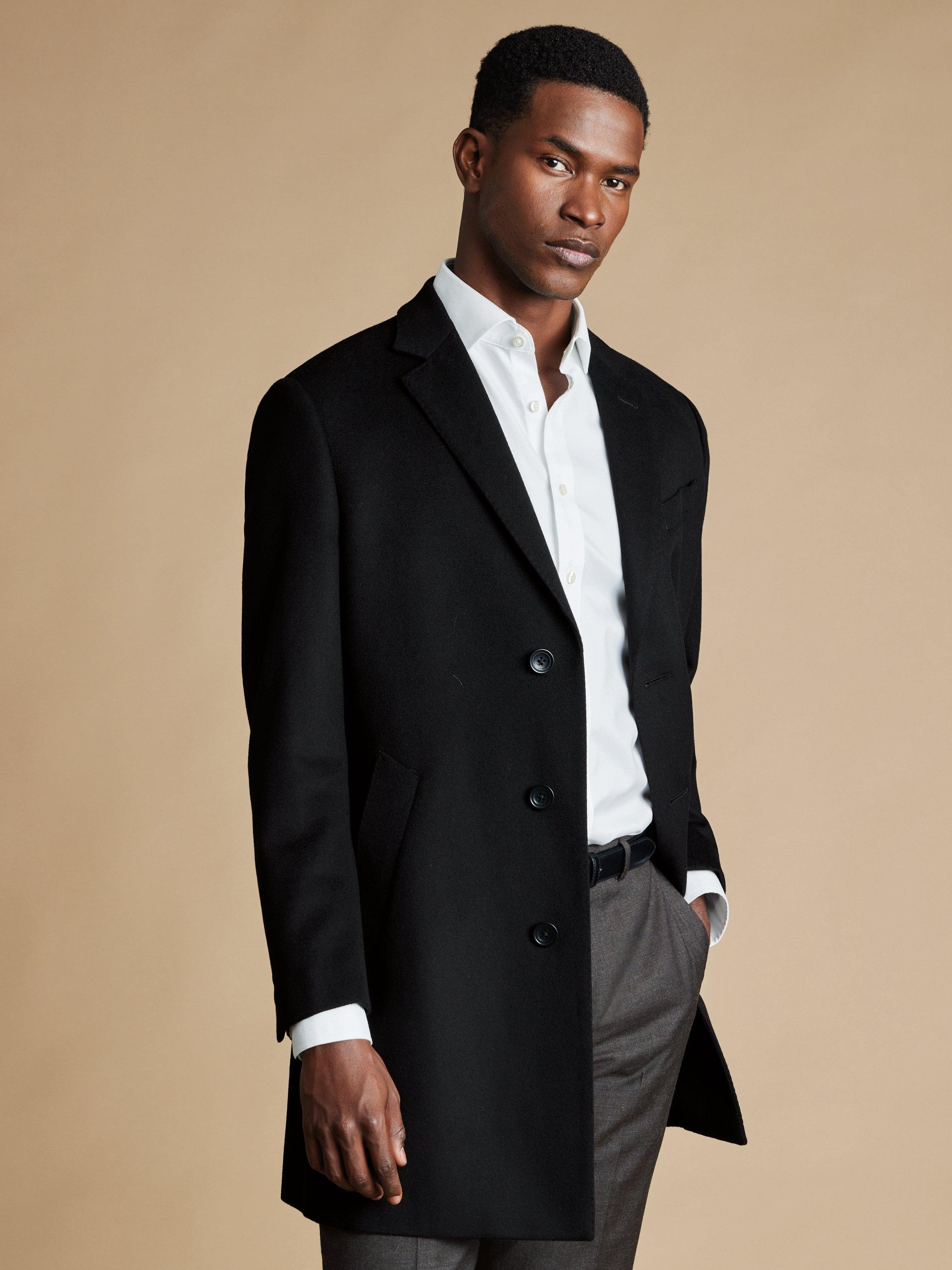 Product image 1 of 5, which shows Charles Tyrwhitt Wool Overcoat, Black, 38R