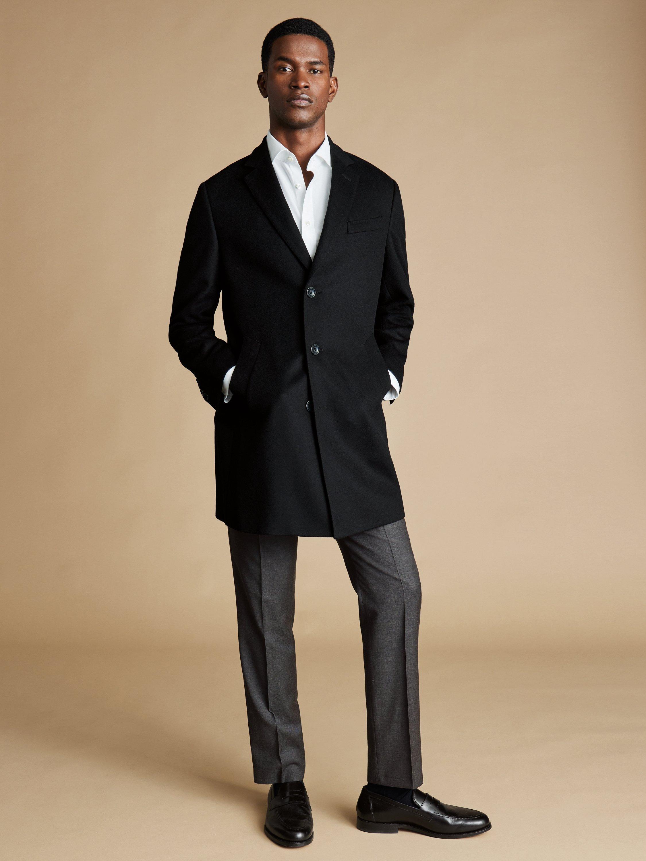 Product image 4 of 5, which shows Charles Tyrwhitt Wool Overcoat, Black, 38R