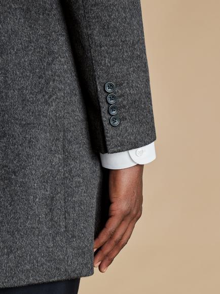 Charles Tyrwhitt Wool Overcoat, Dark Grey - view 2, Dark Grey
