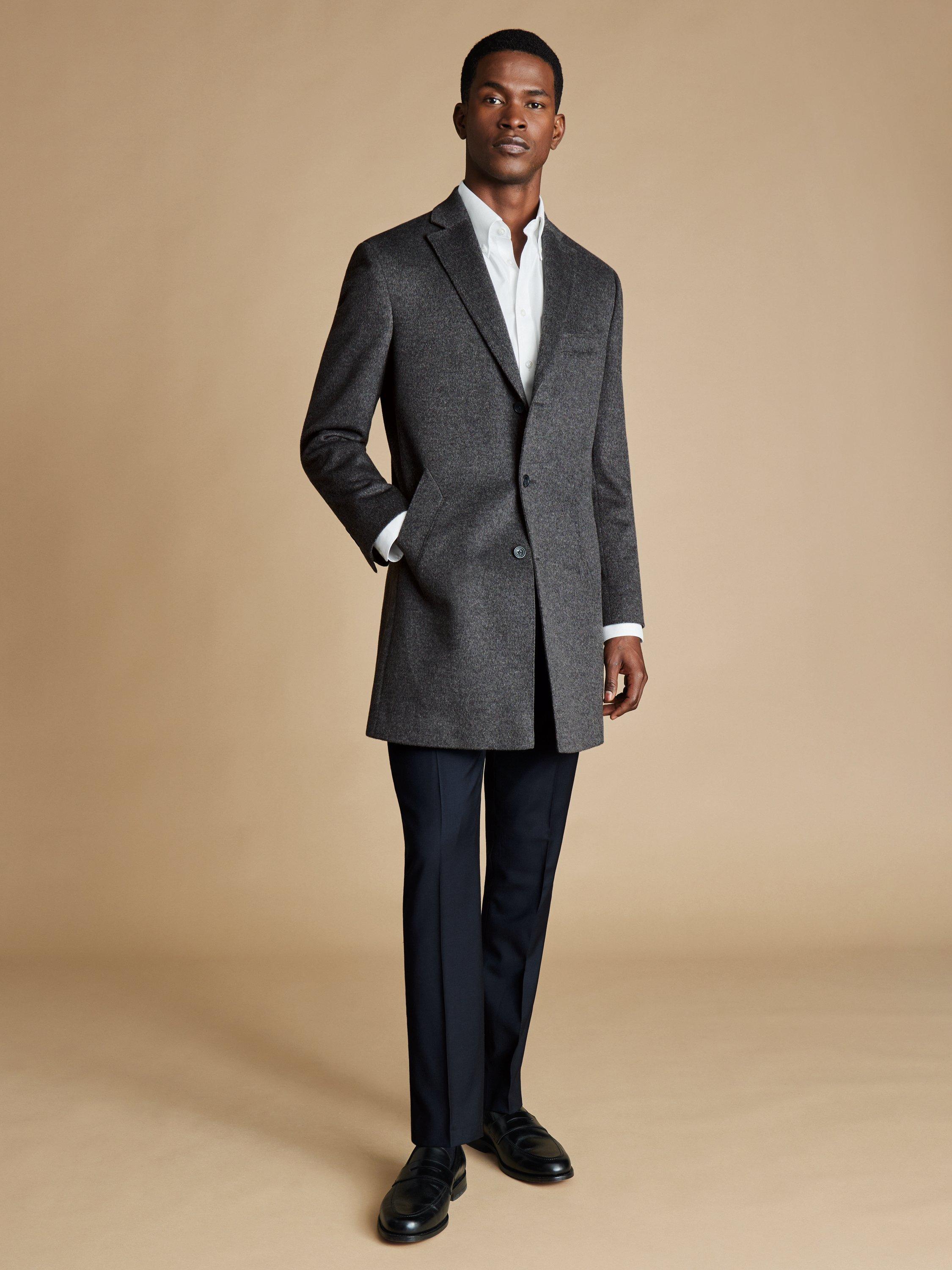 Product image 6 of 6, which shows Charles Tyrwhitt Wool Overcoat, Dark Grey, 36R