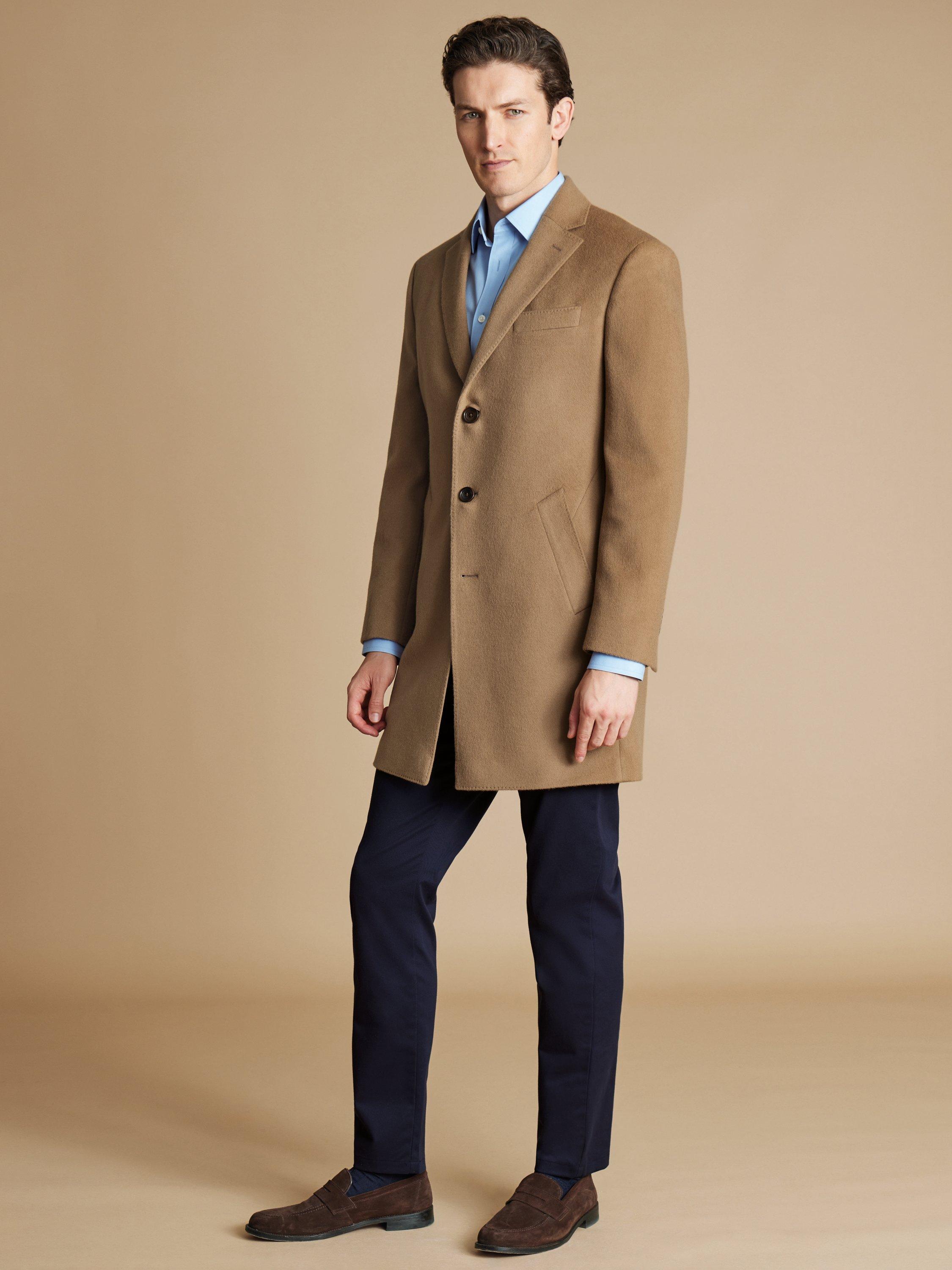 Product image 1 of 5, which shows Charles Tyrwhitt Wool Overcoat, Light Camel, 46R