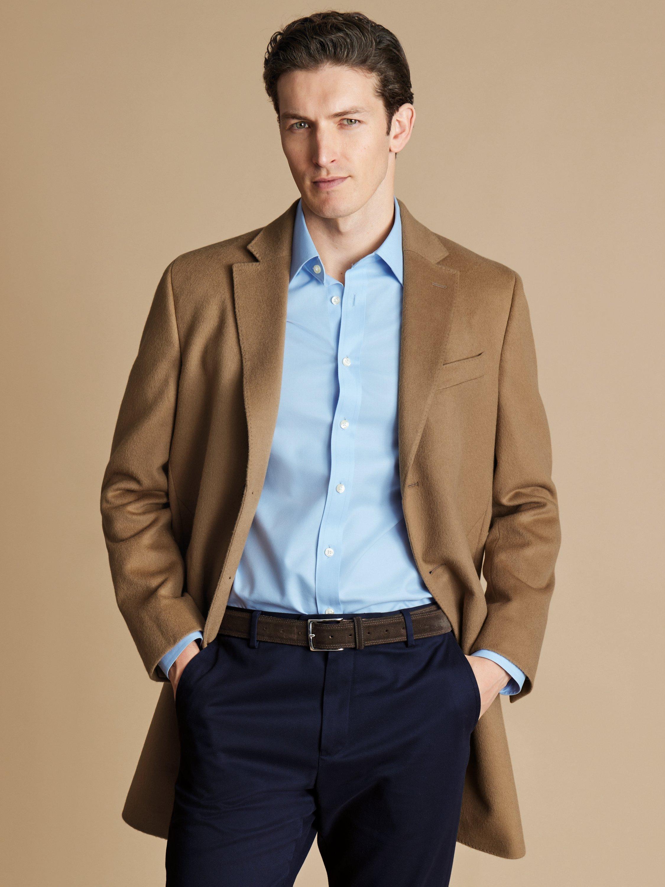 Product image 5 of 5, which shows Charles Tyrwhitt Wool Overcoat, Light Camel, 46R