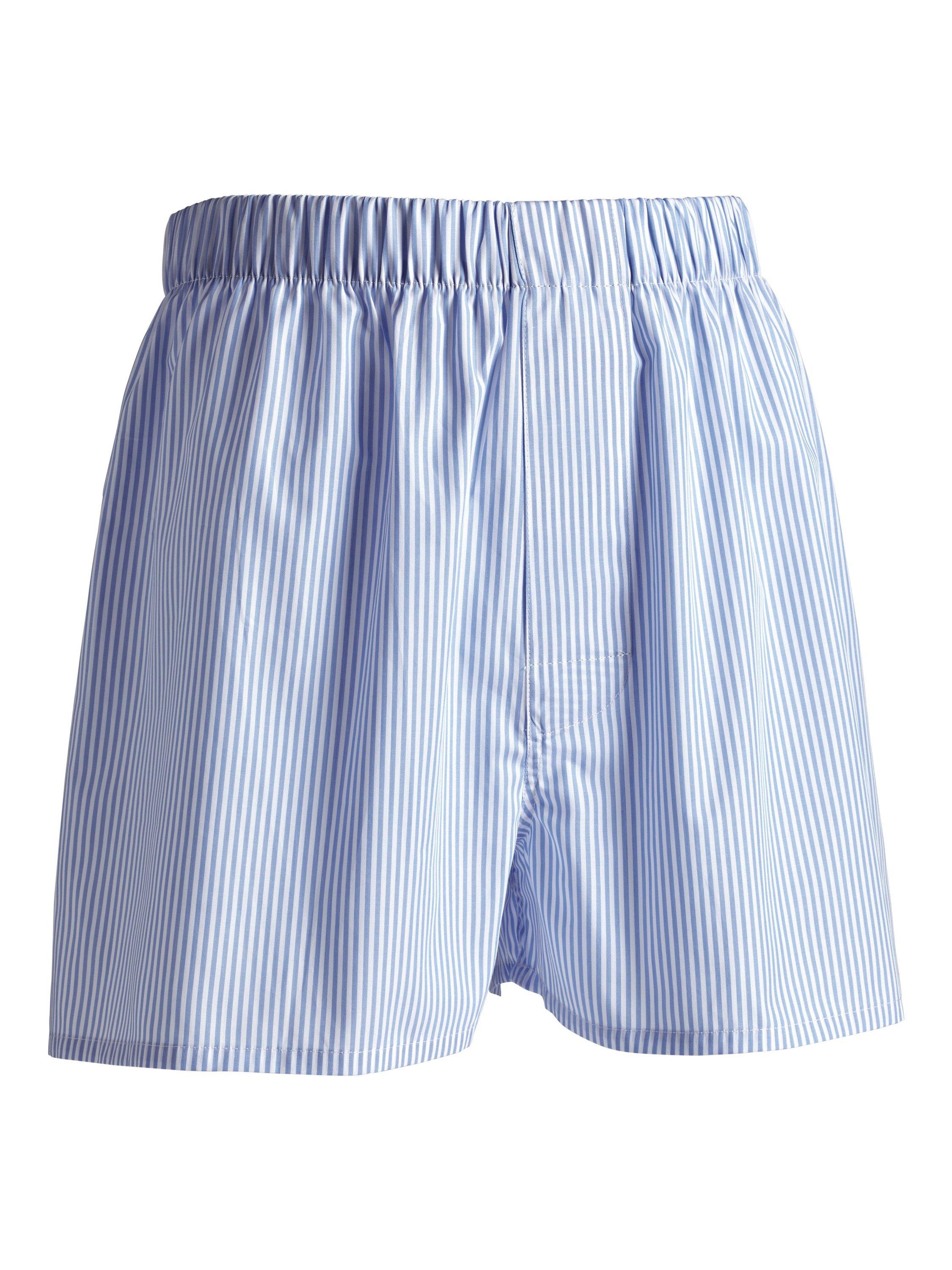 Product image 1 of 2, which shows Charles Tyrwhitt Stripe Cotton Boxer Shorts, Cornflower Blue, M