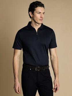 Charles Tyrwhitt Half Zip Cotton Polo Shirt, Navy