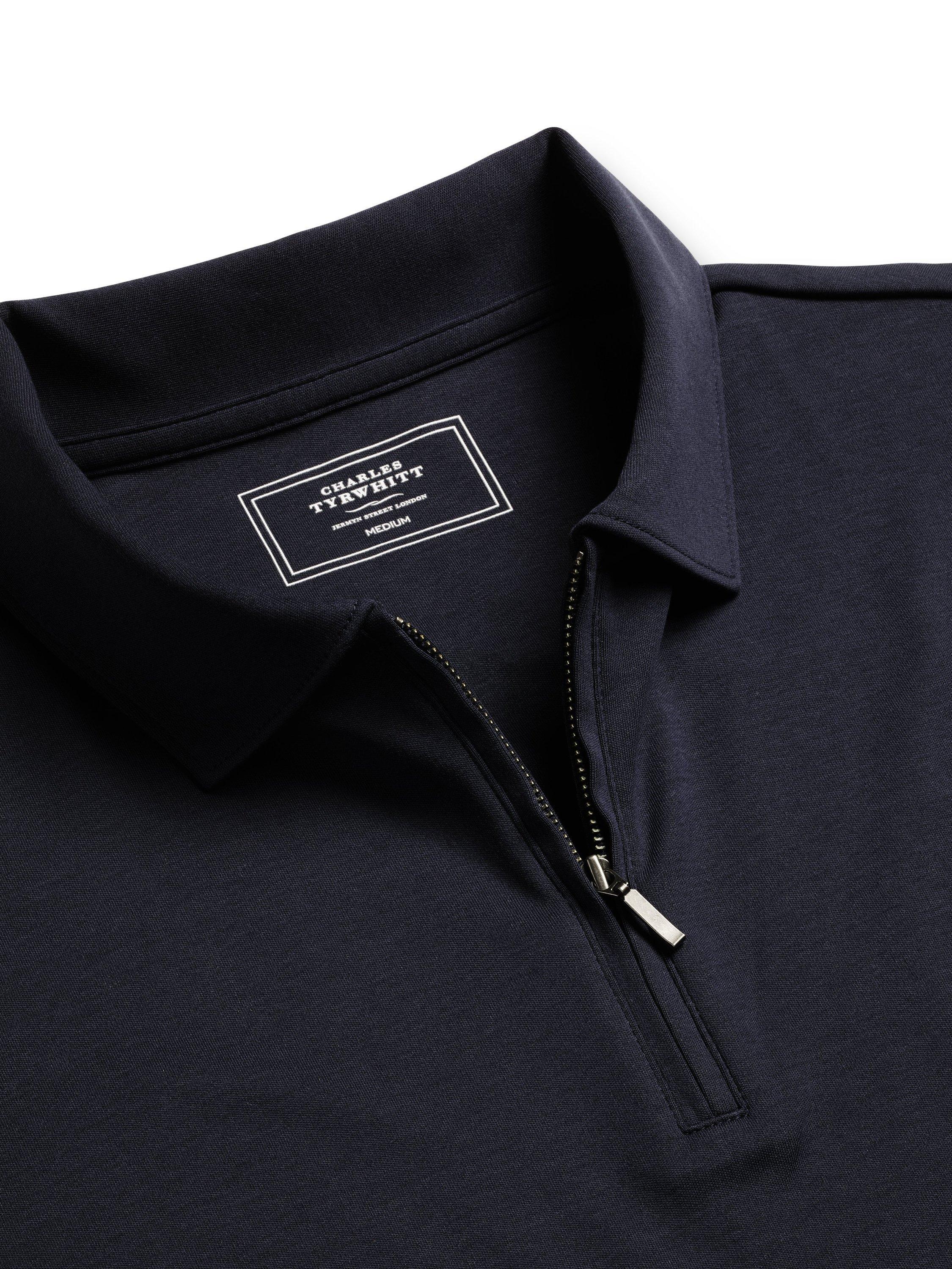Product image 3 of 5, which shows Charles Tyrwhitt Half Zip Cotton Polo Shirt, Navy, M