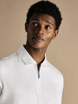 Charles Tyrwhitt Half Zip Cotton Polo Shirt - view 2, White