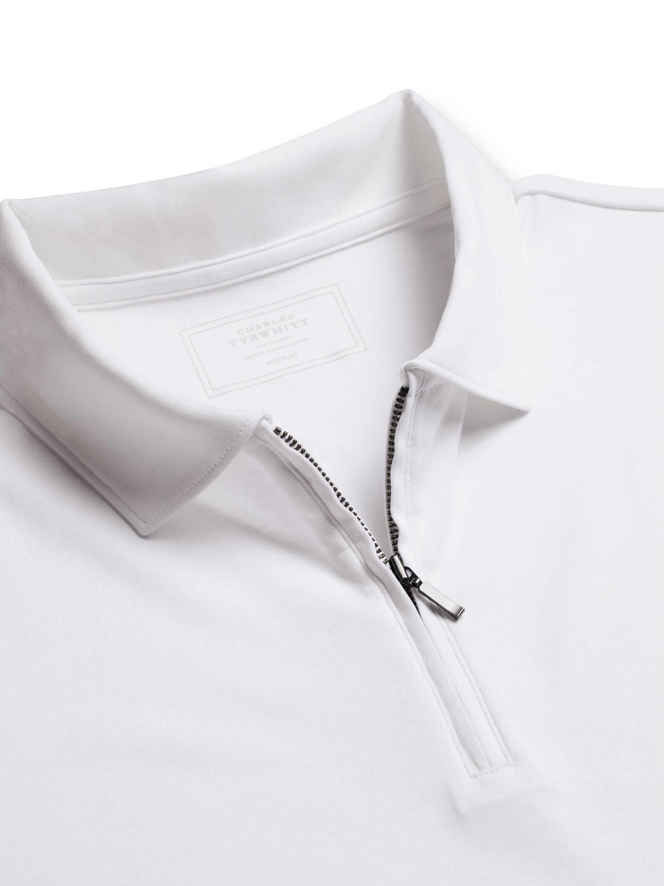 Product image 3 of 5, which shows Charles Tyrwhitt Half Zip Cotton Polo Shirt, White, XXXL