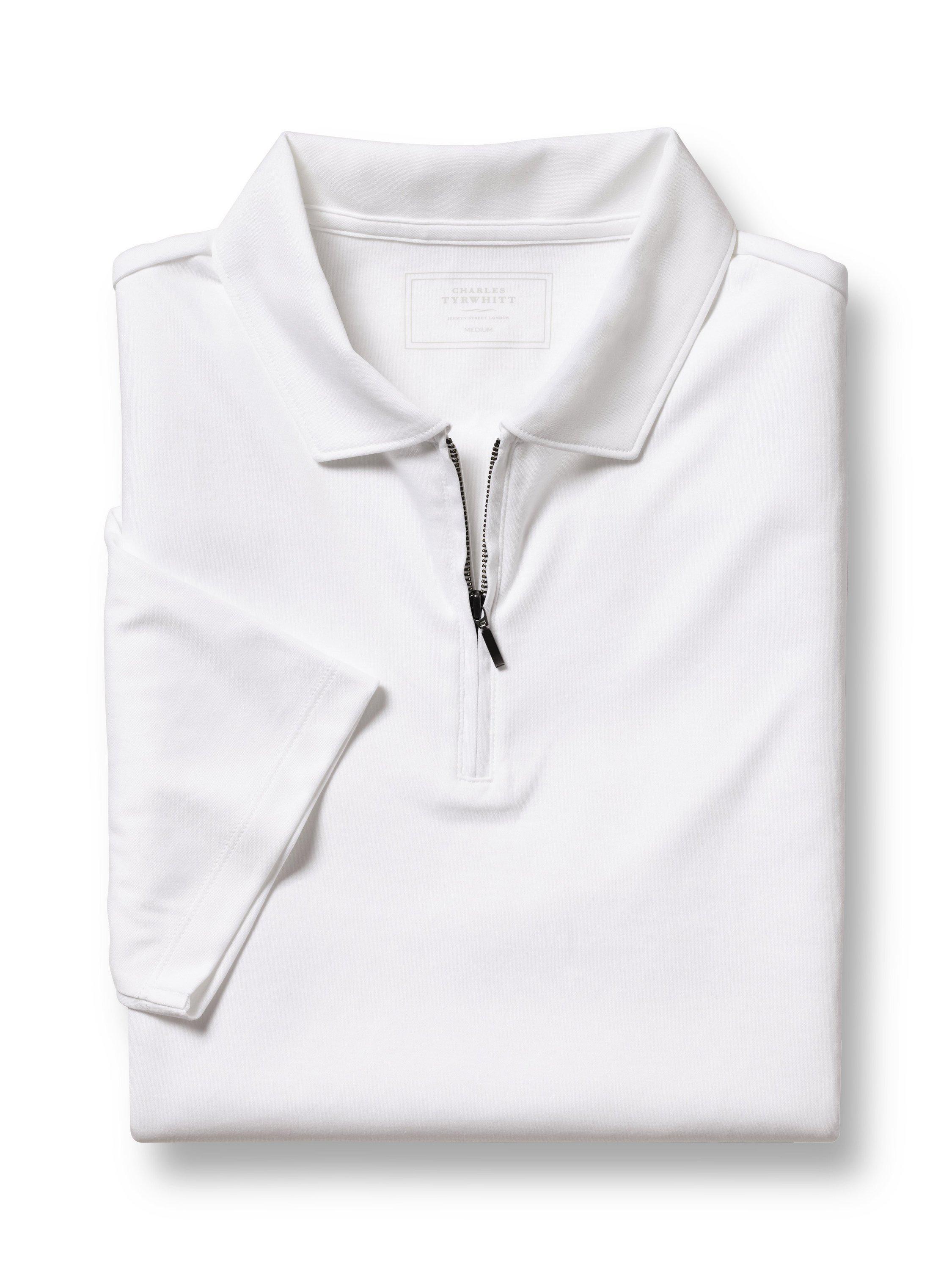 Product image 4 of 5, which shows Charles Tyrwhitt Half Zip Cotton Polo Shirt, White, XXXL