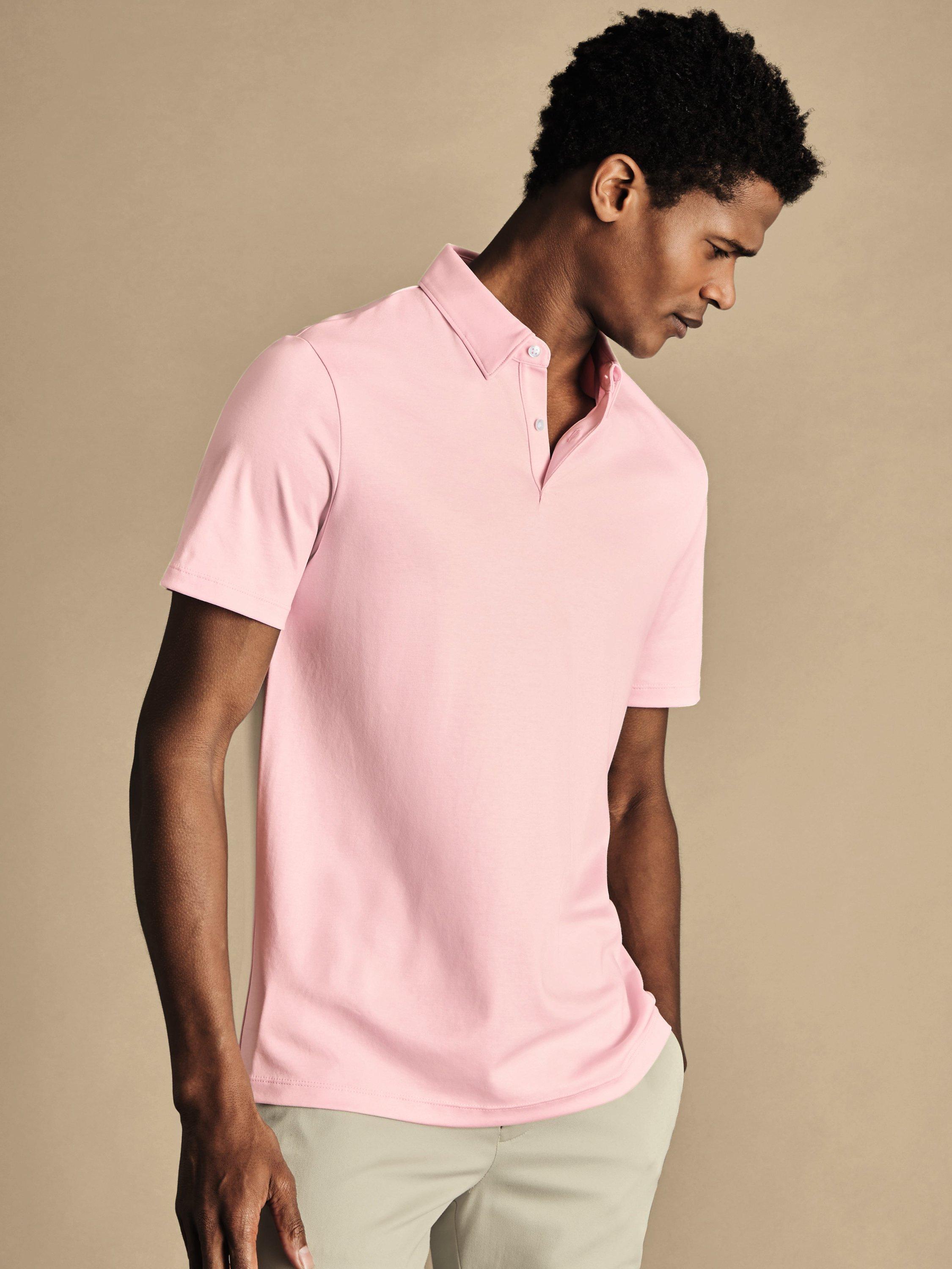 Product image 1 of 5, which shows Charles Tyrwhitt Regular Fit Cotton Polo Shirt, Light Pink, S