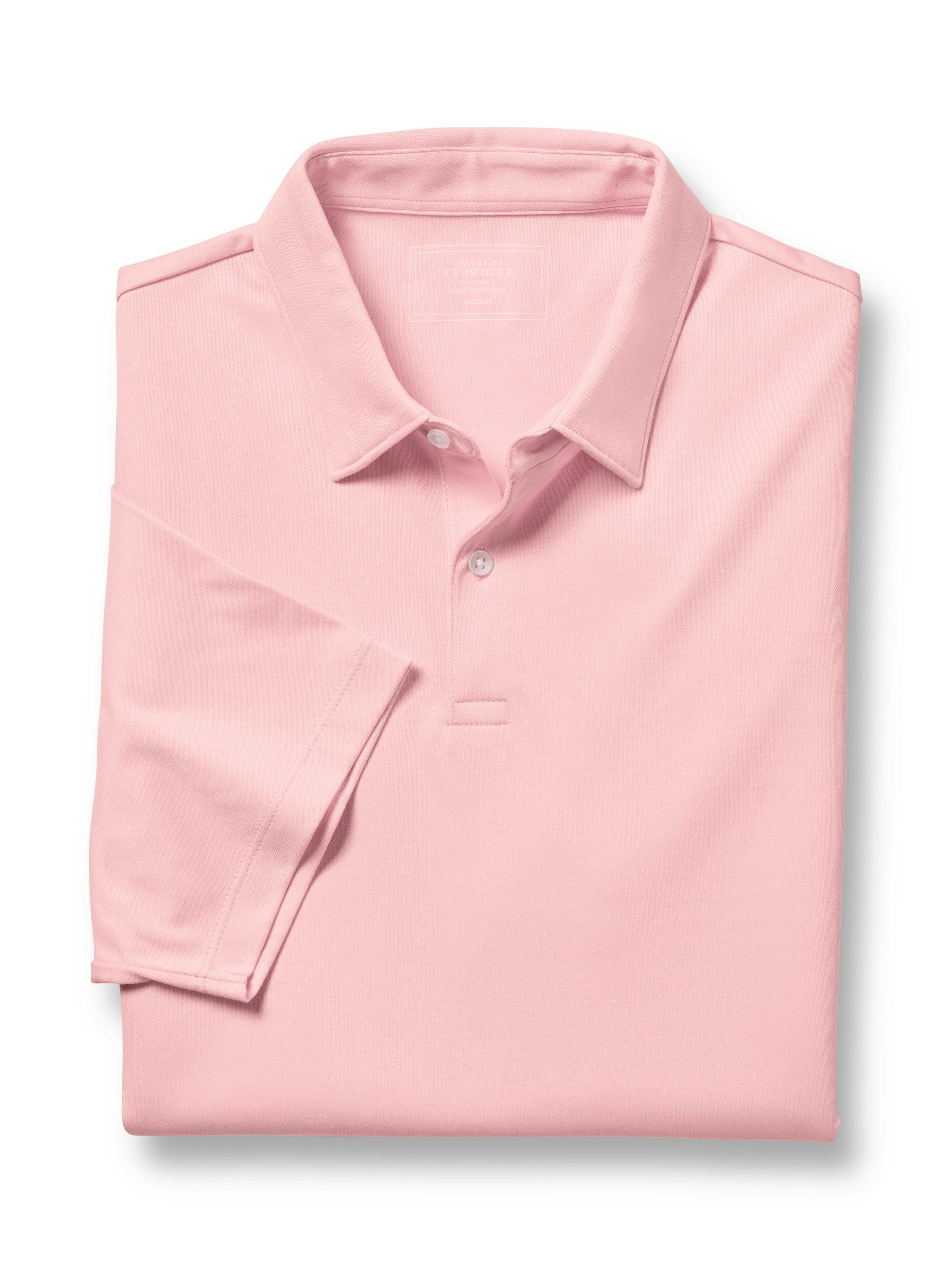 Product image 4 of 5, which shows Charles Tyrwhitt Regular Fit Cotton Polo Shirt, Light Pink, S