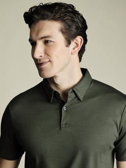 Charles Tyrwhitt Regular Fit Cotton Polo Shirt - view 2, Olive Green