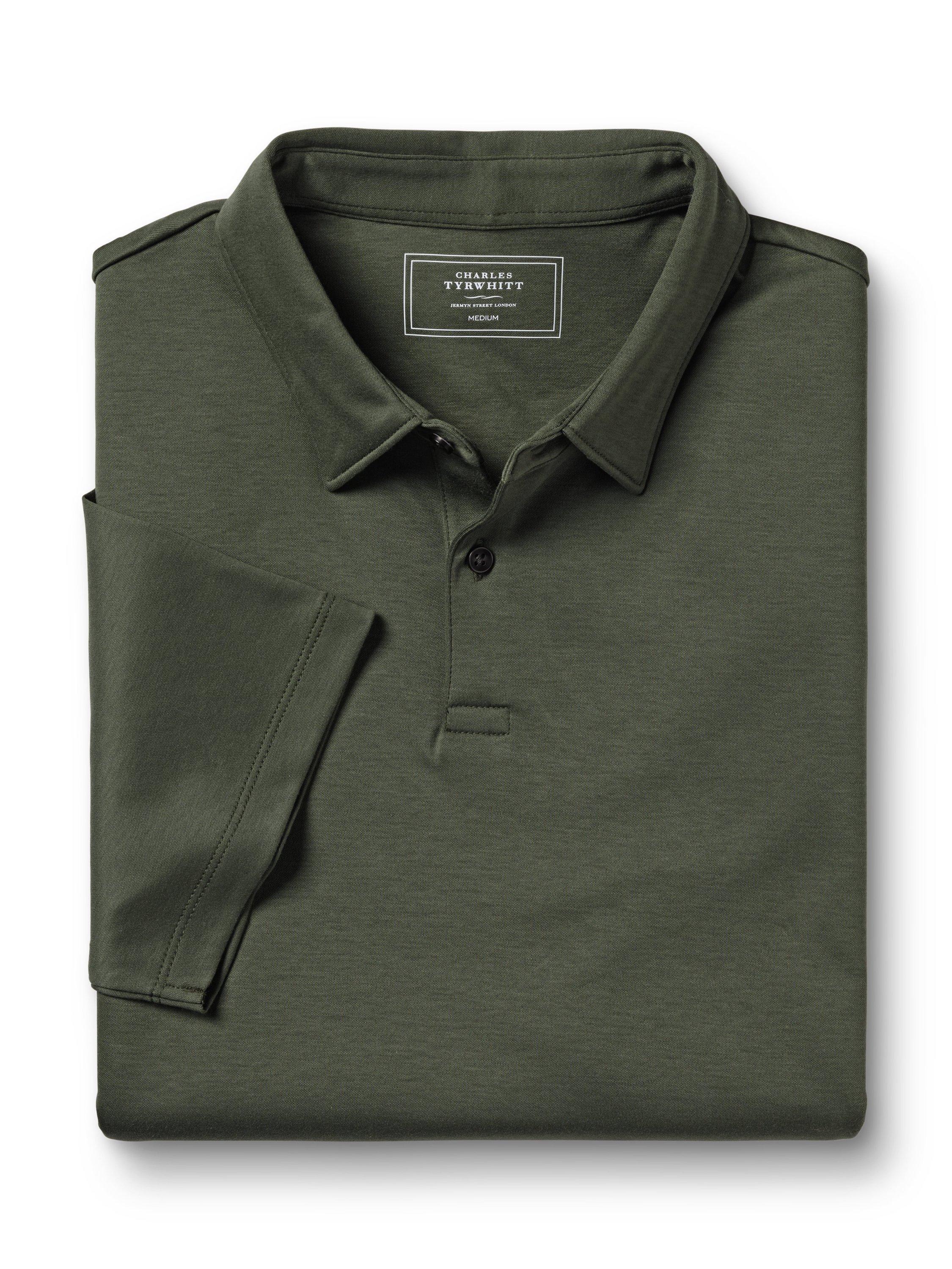 Product image 4 of 5, which shows Charles Tyrwhitt Regular Fit Cotton Polo Shirt, Olive Green, S