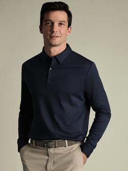 Charles Tyrwhitt Regular Fit Long Sleeve Cotton Polo Shirt, Petrol Blue