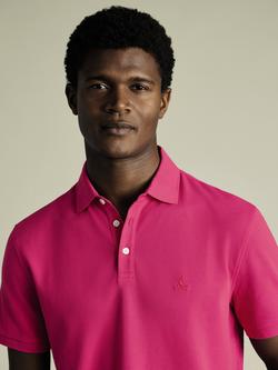 Charles Tyrwhitt Regular Fit Short Sleeve Cotton Blend Polo Shirt - view 2, Bright Pink