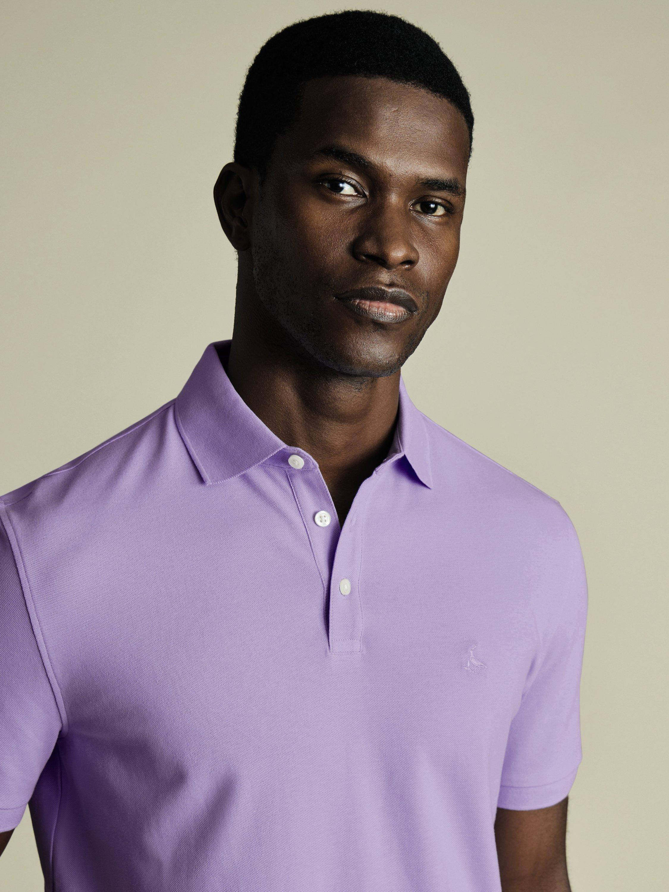 Product image 2 of 5, which shows Charles Tyrwhitt Regular Fit Cotton Blend Polo Shirt, Lilac Purple, L