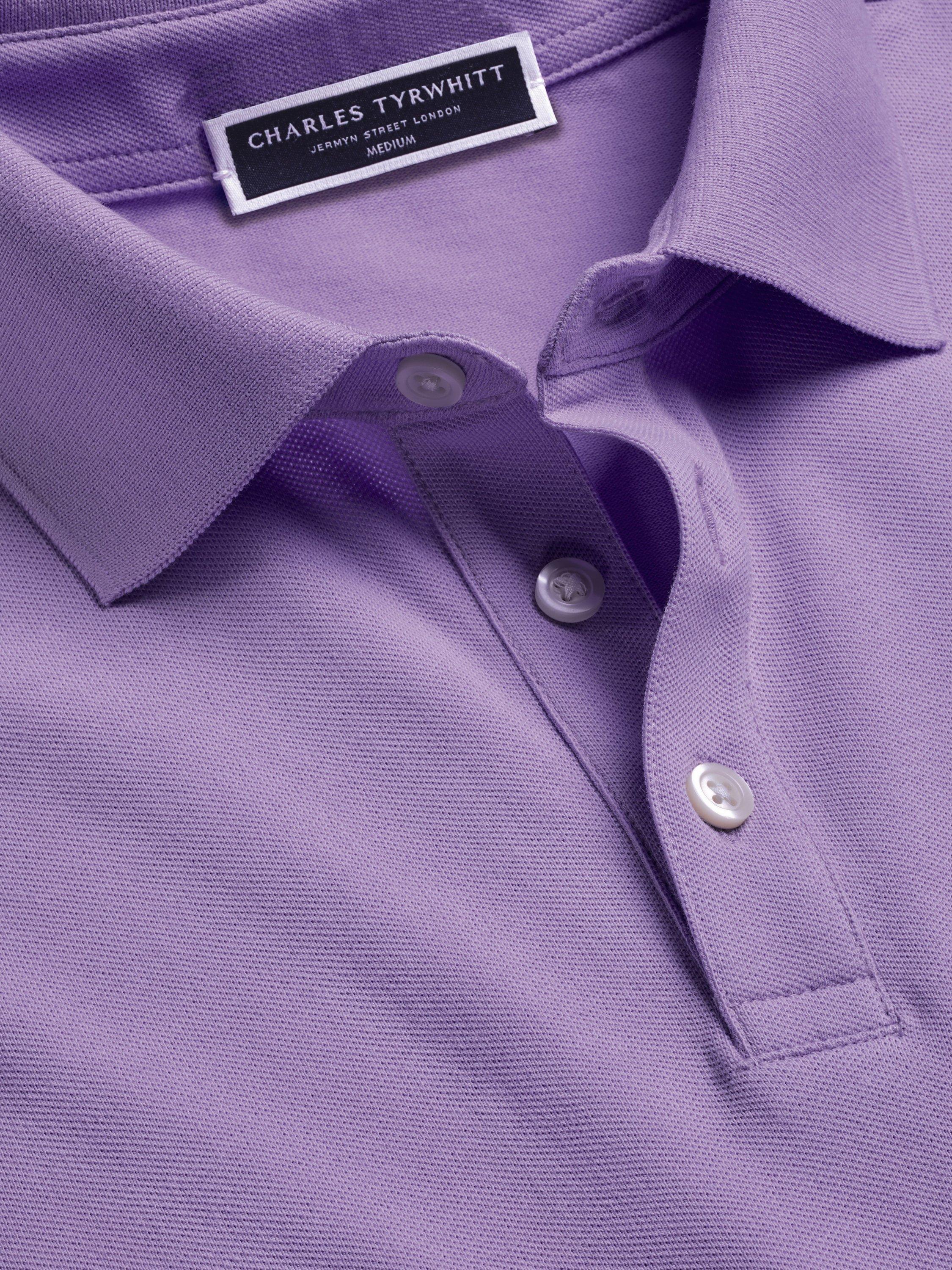 Product image 3 of 5, which shows Charles Tyrwhitt Regular Fit Cotton Blend Polo Shirt, Lilac Purple, L