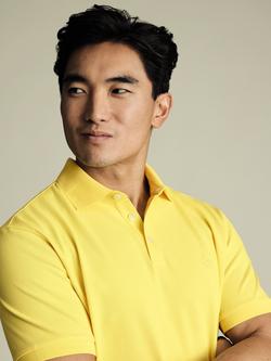 Charles Tyrwhitt Short Sleeve Stretch Cotton Polo Shirt, Lemon - view 2, Lemon