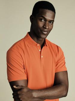 Charles Tyrwhitt Regular Fit Cotton Blend Polo Shirt - view 2, Orange