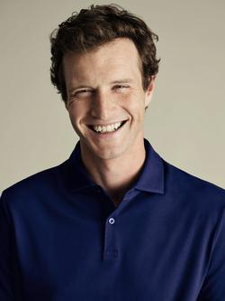 Charles Tyrwhitt Regular Fit Cotton Blend Polo Shirt - view 2, Royal Blue