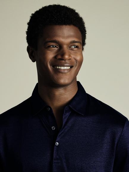 Charles Tyrwhitt Regular Fit Linen Polo Shirt - view 2, Navy