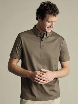 Charles Tyrwhitt Short Sleeve Jersey Cotton Polo Shirt, Mocha, Mocha
