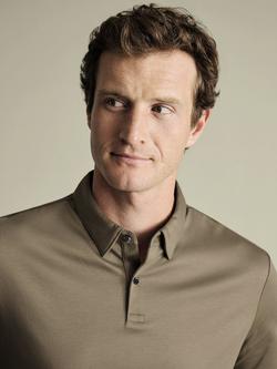 Charles Tyrwhitt Short Sleeve Jersey Cotton Polo Shirt, Mocha - view 2, Mocha