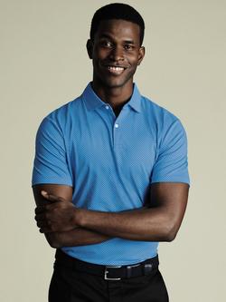 Charles Tyrwhitt Regular Fit Geometric Print Cotton Blend Polo Shirt, Turquoise