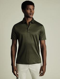 Charles Tyrwhitt Regular Fit Linen Polo Shirt, Olive Green