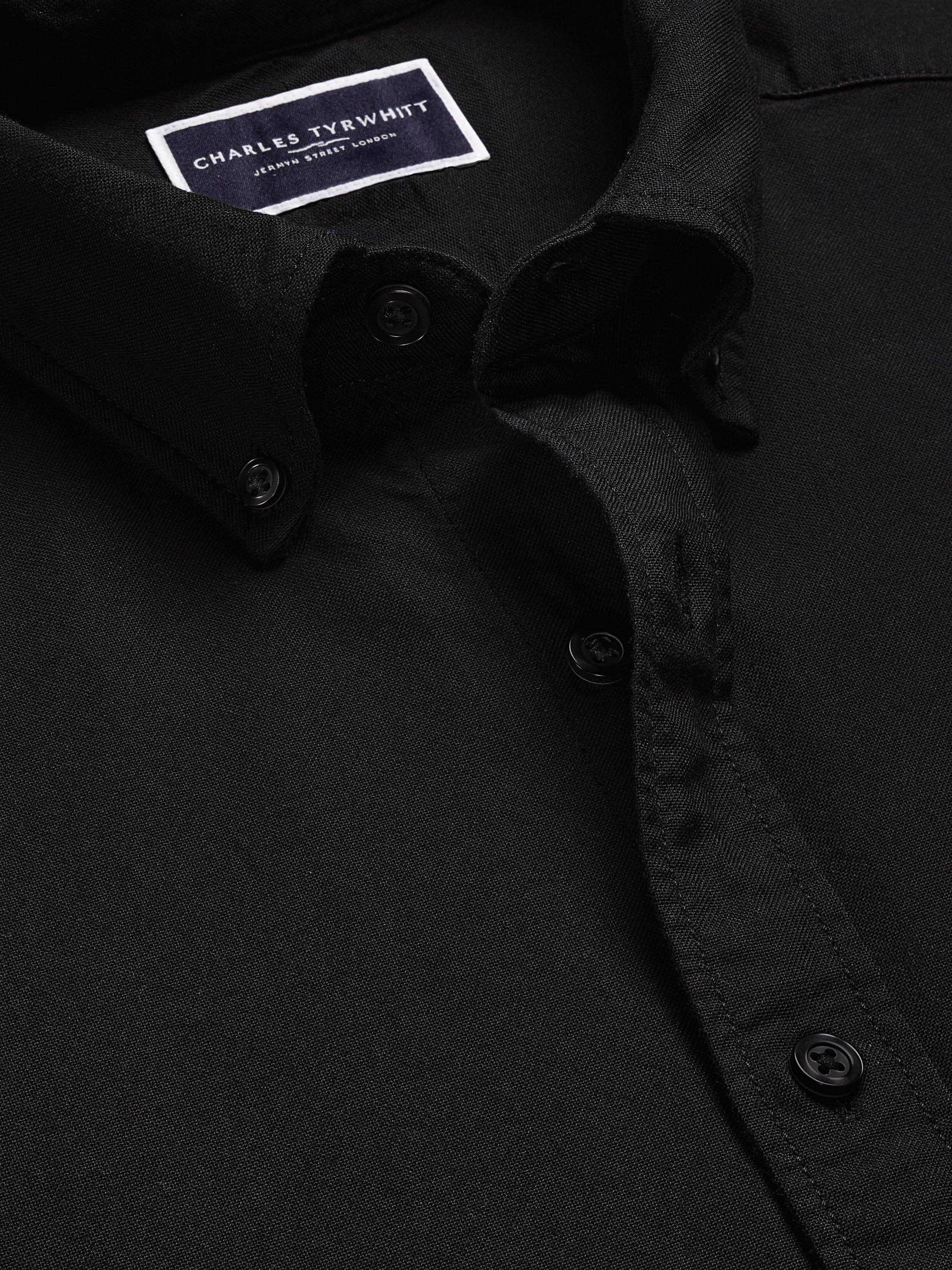 Product image 3 of 6, which shows Charles Tyrwhitt Regular Fit Button Down Collar Cotton Shirt, Black, L