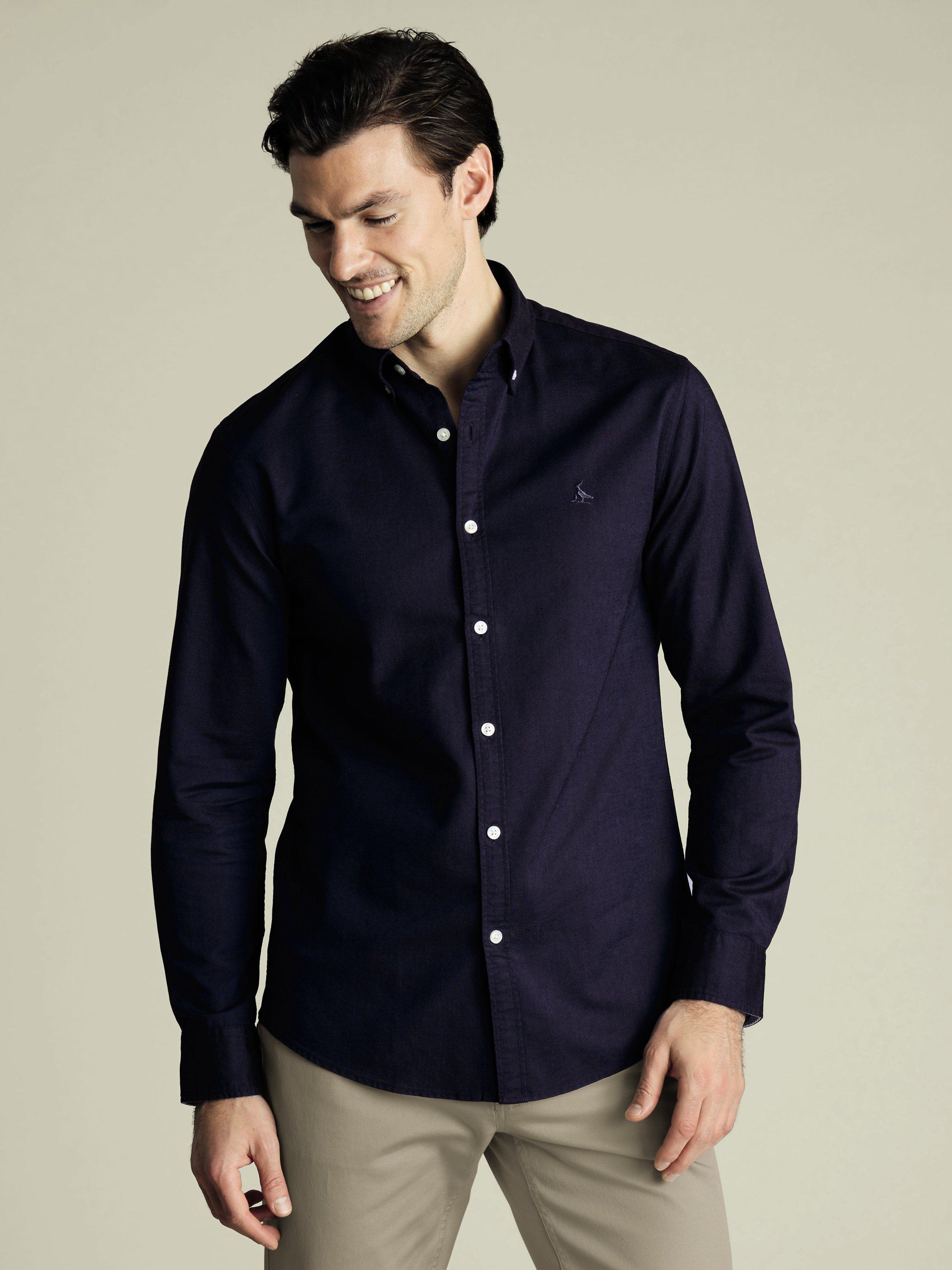 Product image 1 of 6, which shows Charles Tyrwhitt Regular Fit Button Down Collar Cotton Shirt, Ink Blue, M