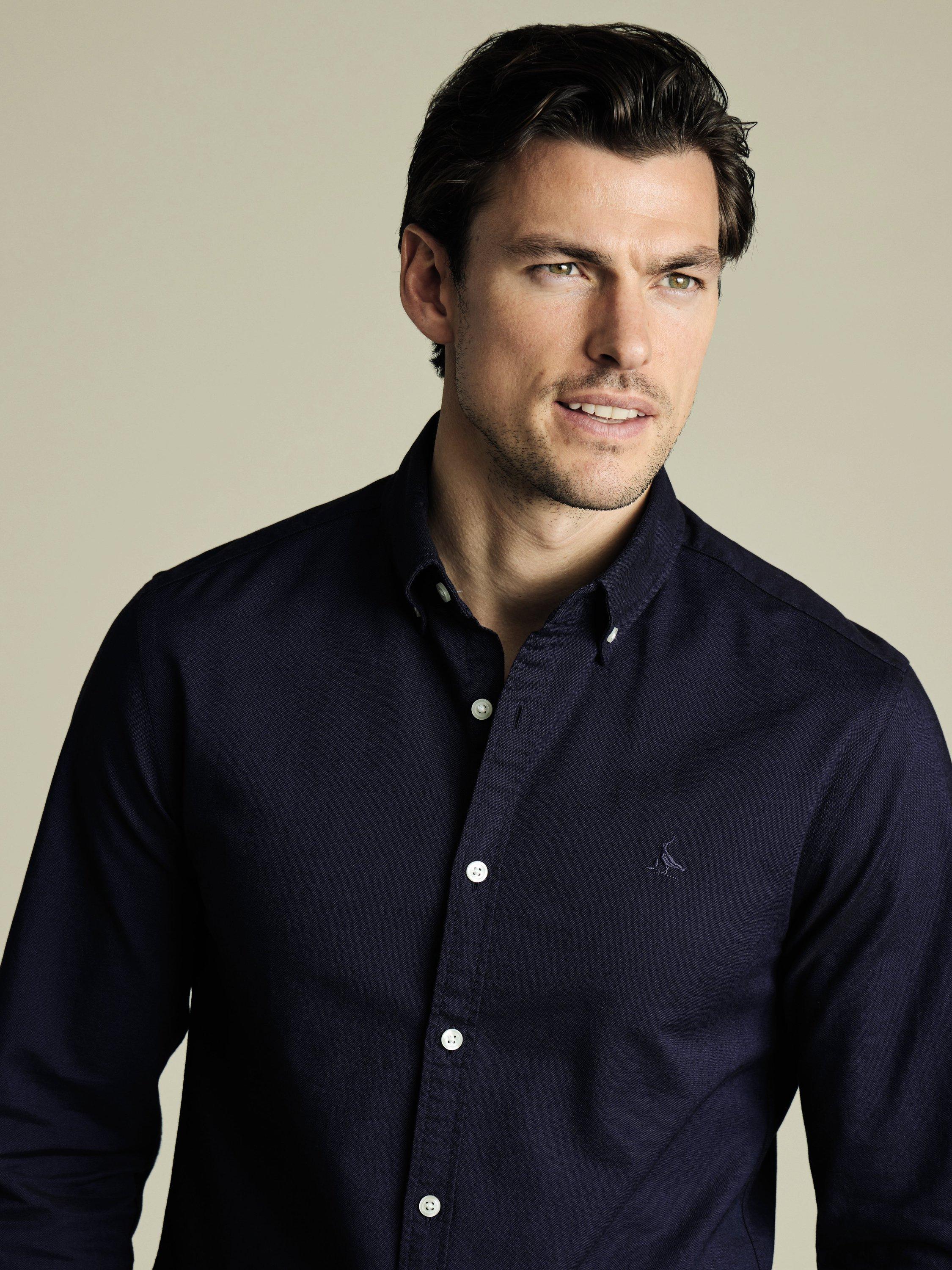 Product image 2 of 6, which shows Charles Tyrwhitt Regular Fit Button Down Collar Cotton Shirt, Ink Blue, M