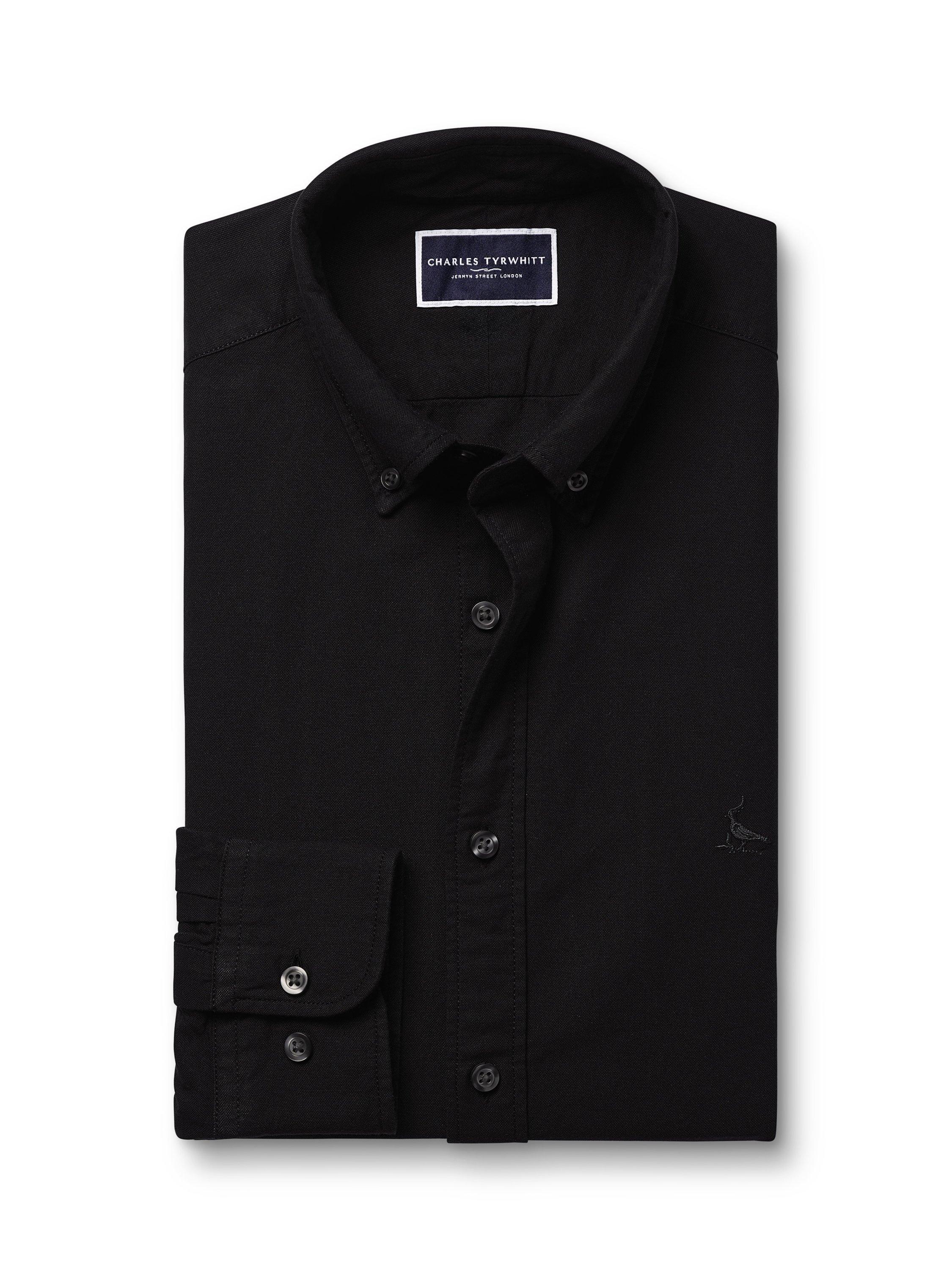 Product image 6 of 6, which shows Charles Tyrwhitt Slim Fit Button Down Collar Cotton Shirt, Black, XXL