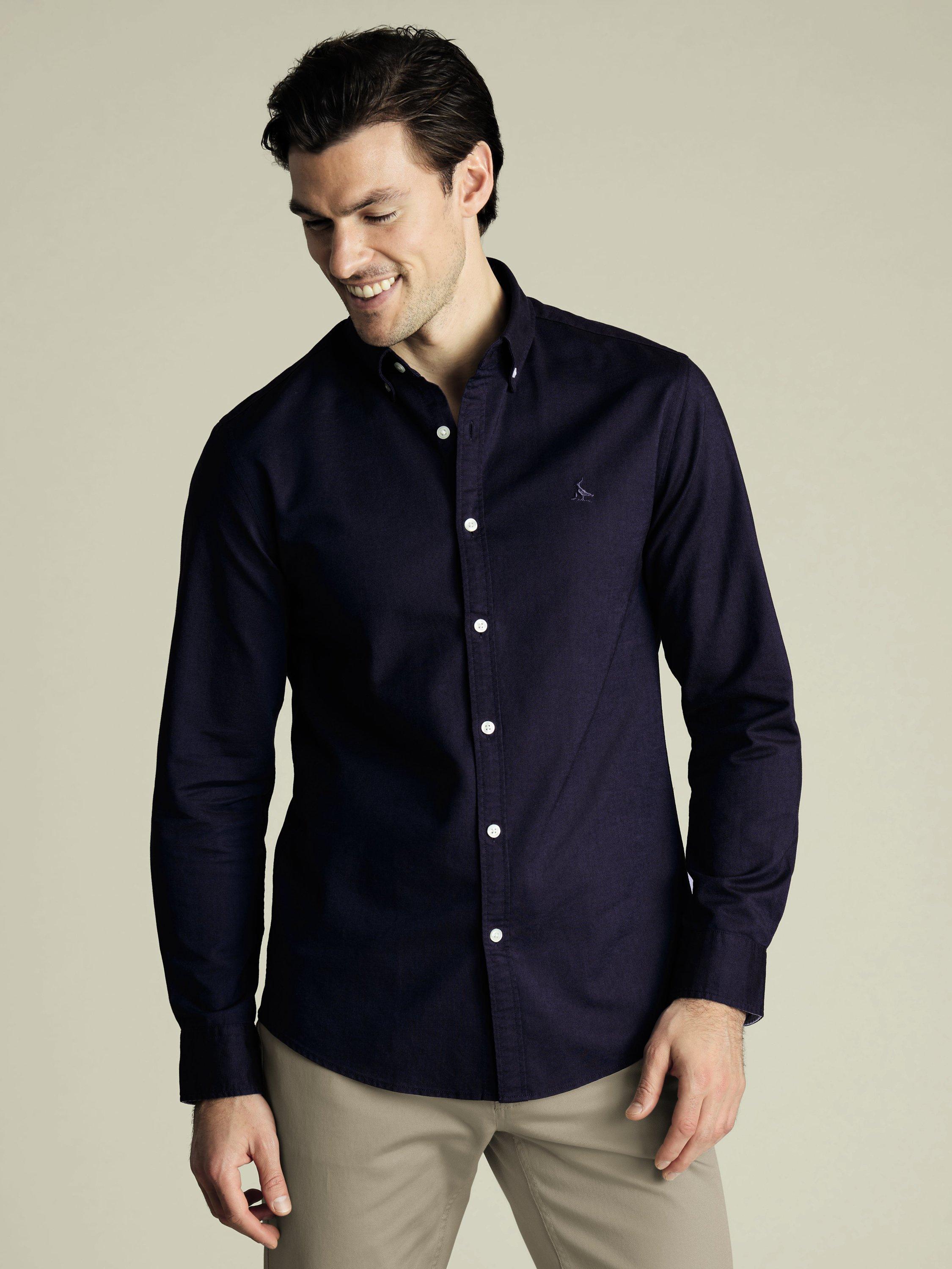 Product image 1 of 6, which shows Charles Tyrwhitt Regular Fit Button Down Collar Cotton Shirt, Ink Blue, XXL