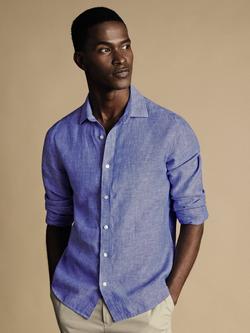 Charles Tyrwhitt Classic Fit Linen Shirt, Cobalt Blue