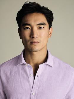 Charles Tyrwhitt Classic Fit Linen Shirt - view 2, Lilac Purple