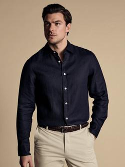 Charles Tyrwhitt Regular Fit Linen Shirt, Navy