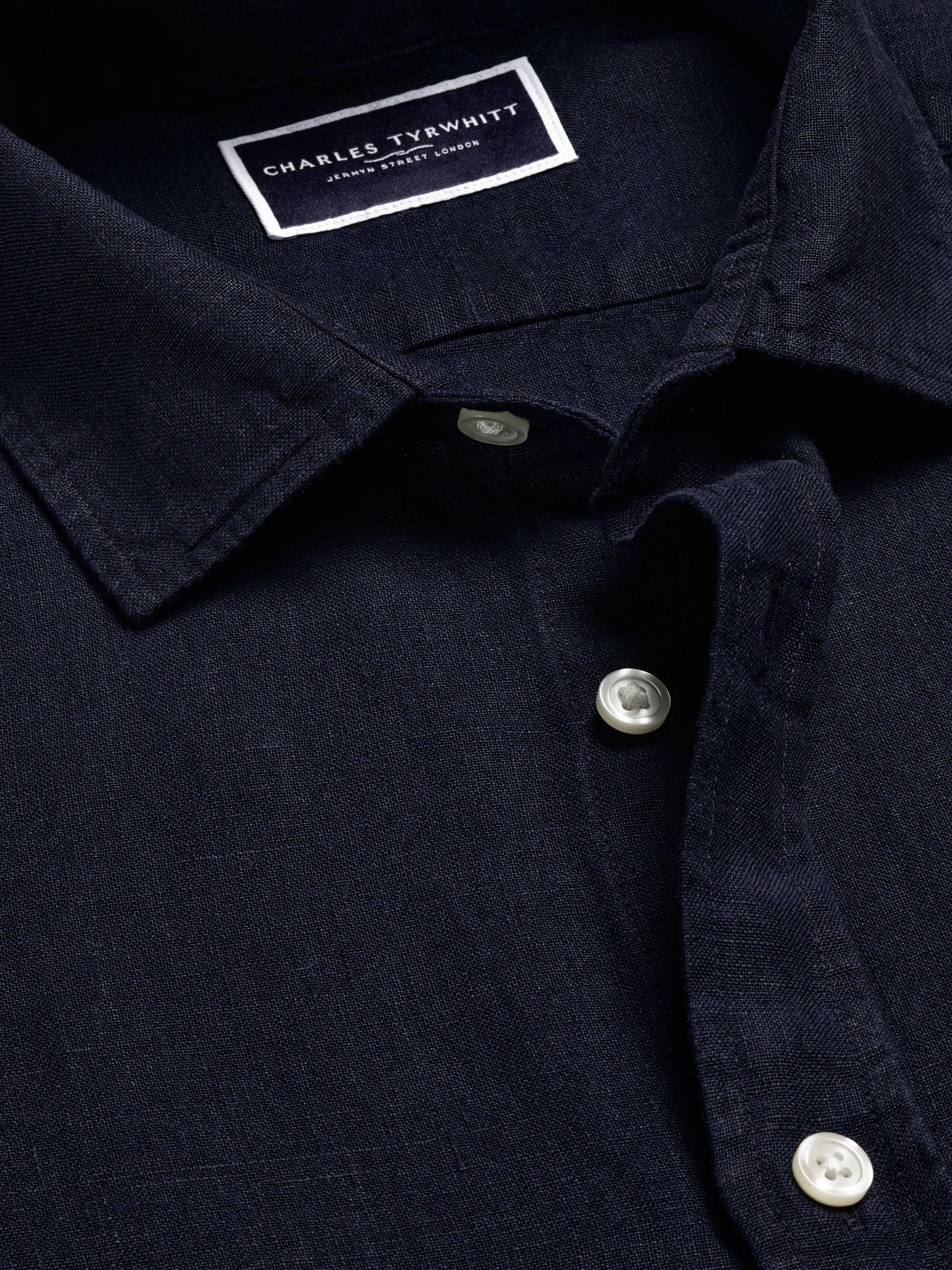Product image 3 of 6, which shows Charles Tyrwhitt Regular Fit Linen Shirt, Navy, XXL