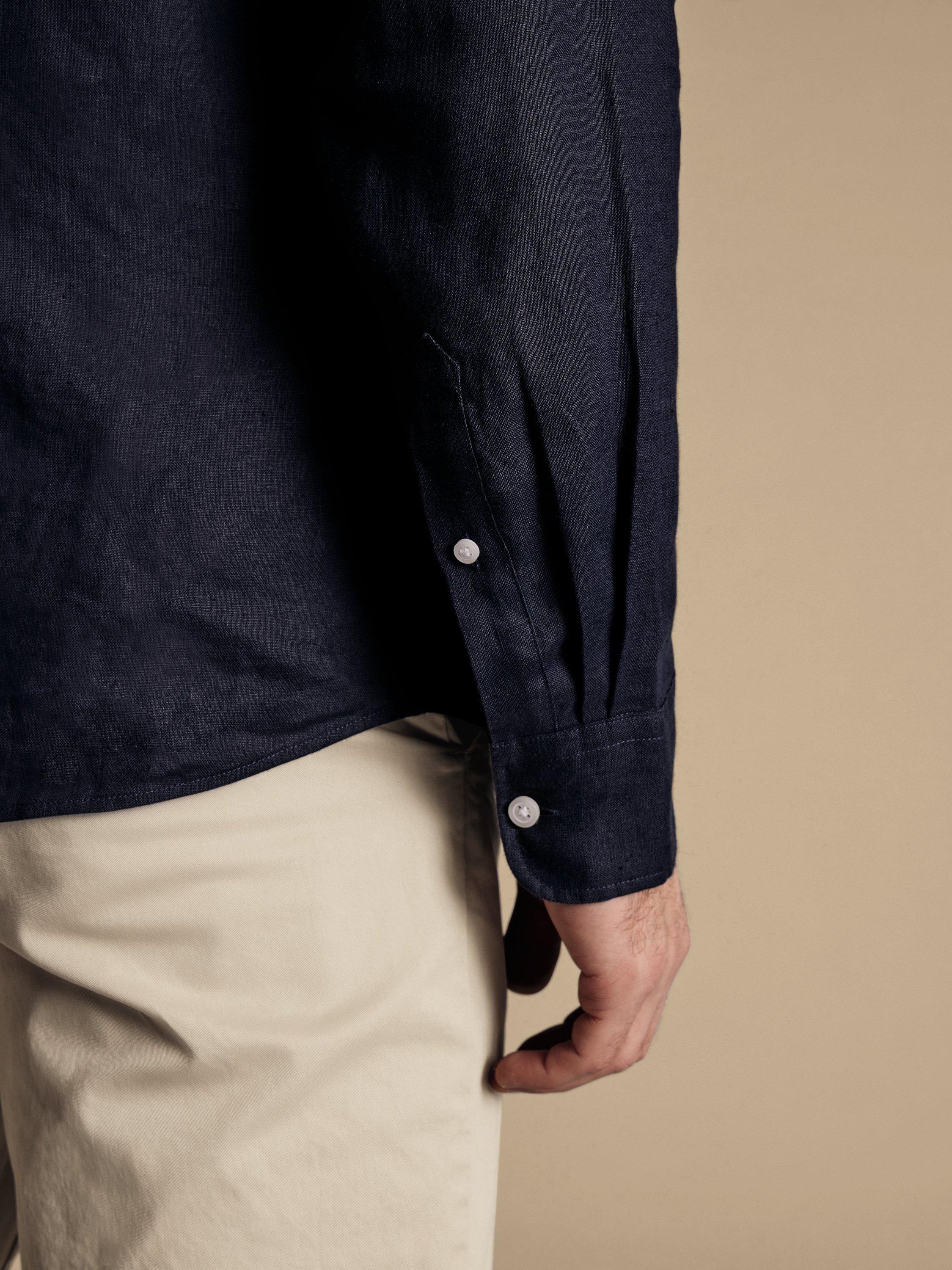 Product image 4 of 6, which shows Charles Tyrwhitt Regular Fit Linen Shirt, Navy, XXL
