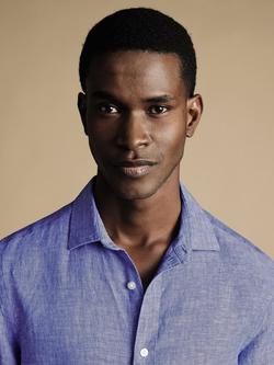 Charles Tyrwhitt Slim Fit Linen Shirt - view 2, Cobalt Blue