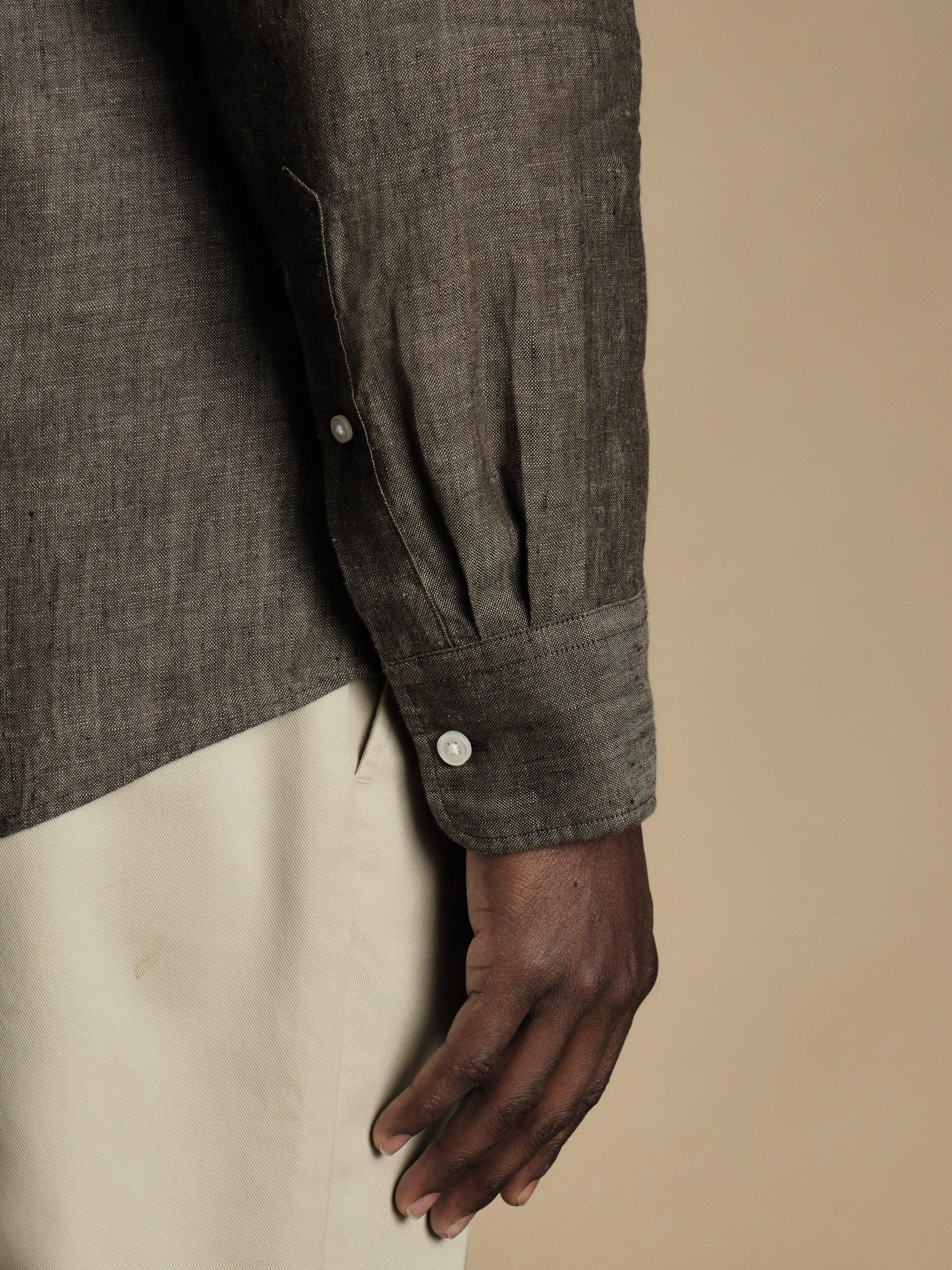 Product image 4 of 6, which shows Charles Tyrwhitt Slim Fit Linen Shirt, Mocha, M