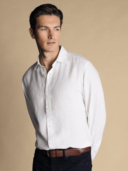 Charles Tyrwhitt Slim Fit Linen Shirt, White