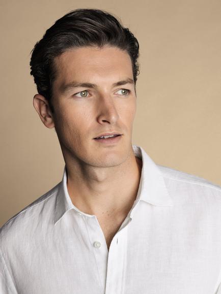 Charles Tyrwhitt Slim Fit Linen Shirt - view 2, White