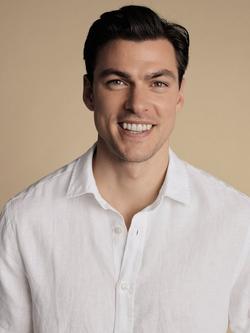 Charles Tyrwhitt Slim Fit Short Sleeve Linen Shirt - view 2, White