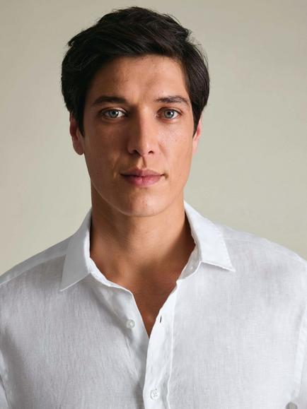 Charles Tyrwhitt Slim Fit Short Sleeve Linen Shirt - view 2, White