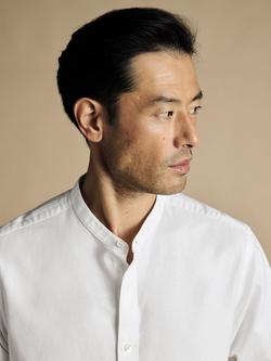 Charles Tyrwhitt Slim Fit Mandarin Collar Cotton Linen Blend Shirt - view 2, White