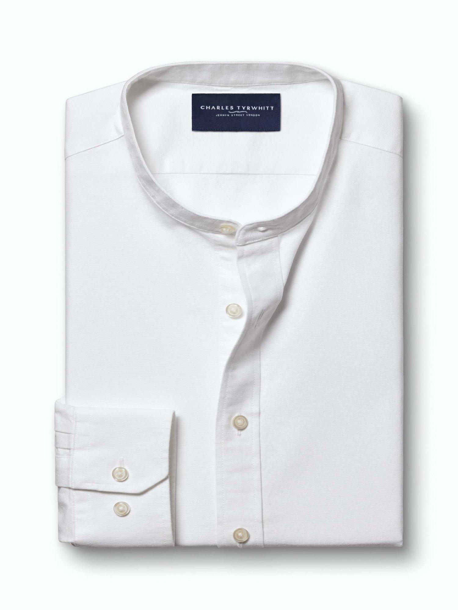 Charles Tyrwhitt Slim Fit Mandarin Collar Cotton Linen Blend Shirt
