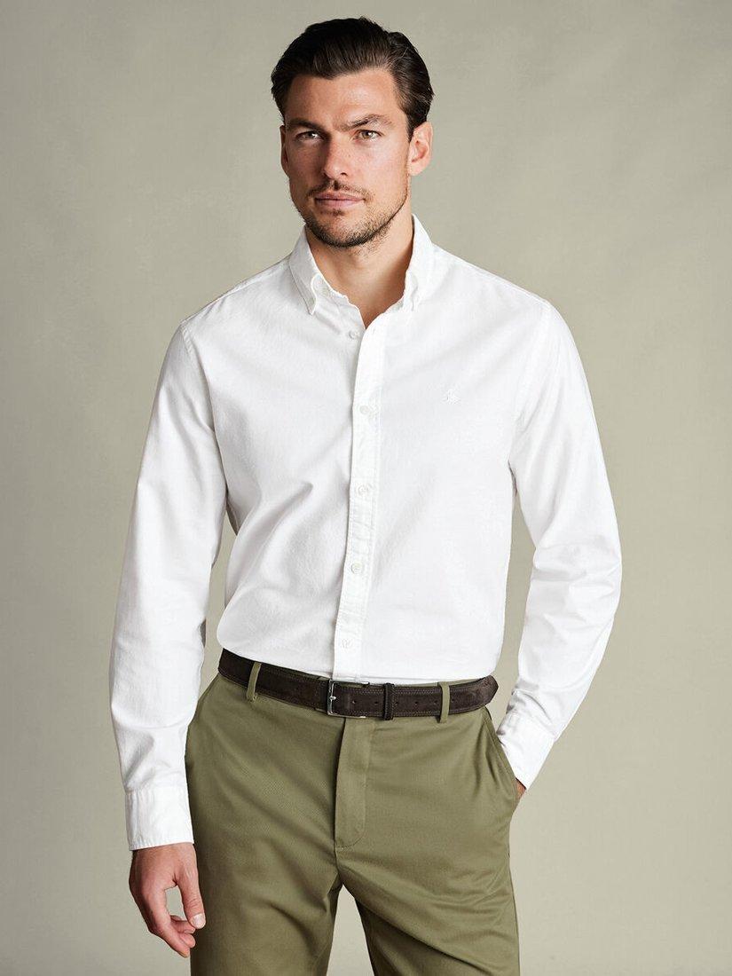 Product image 1 of 6, which shows Charles Tyrwhitt Regular Fit Button Down Collar Cotton Shirt, White, M