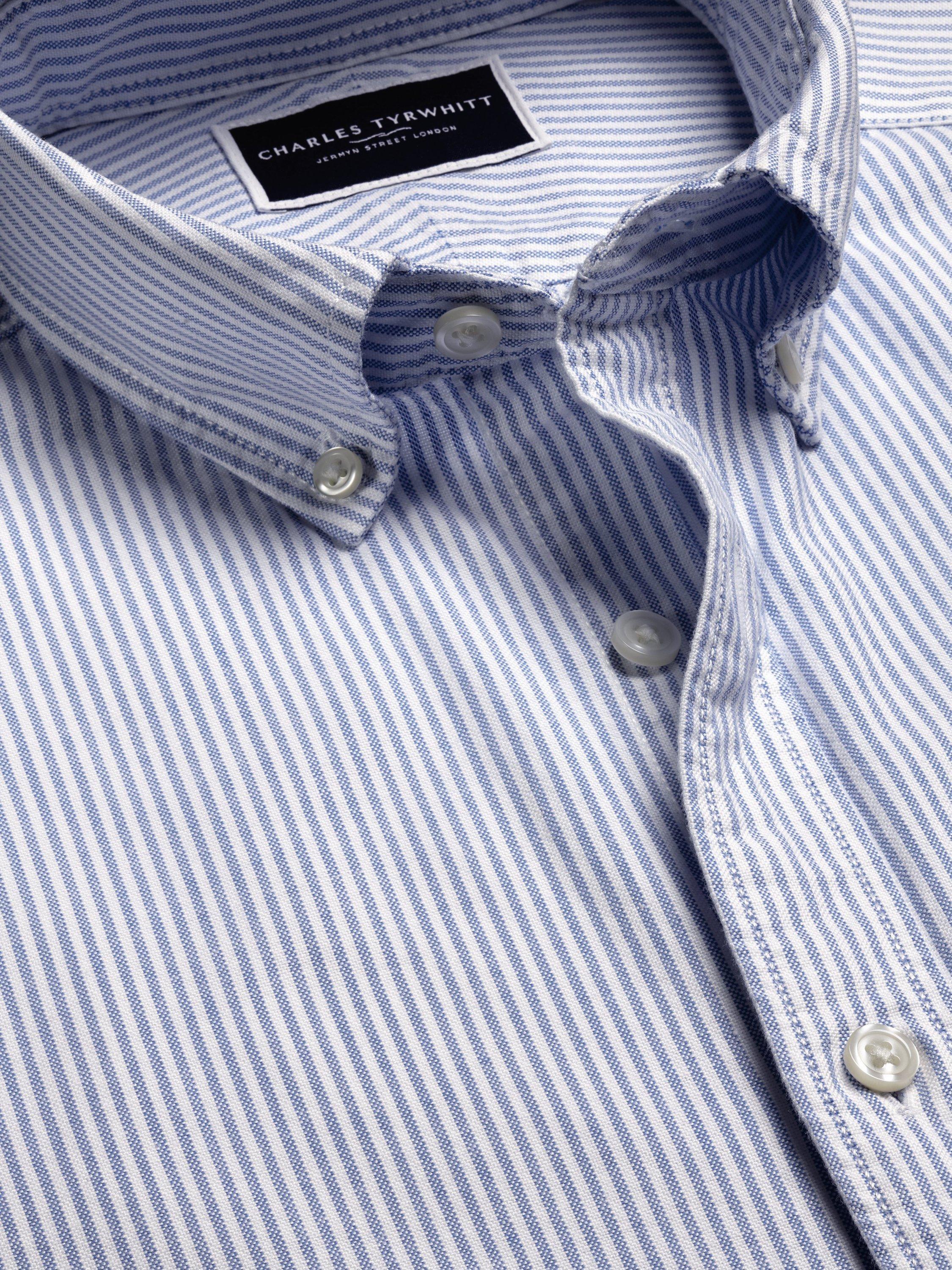 Product image 2 of 5, which shows Charles Tyrwhitt Regular Fit Button Down Collar Stripe Cotton Shirt, Blue/White, XL